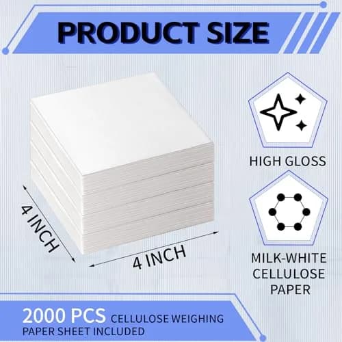 Mooliwe 2000 Pcs Weighing Paper Cellulose Sheet 10cm x 10cm | Non Absorbent, Precision Lab Use thumbnail 2