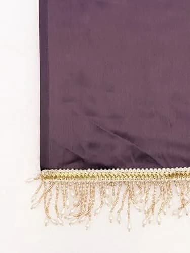 SATAZ Ready to Wear Satin Silk Saree with Pearl Tassels & Belt - Rose Gold, 5.5m (18.04 ft) thumbnail 6