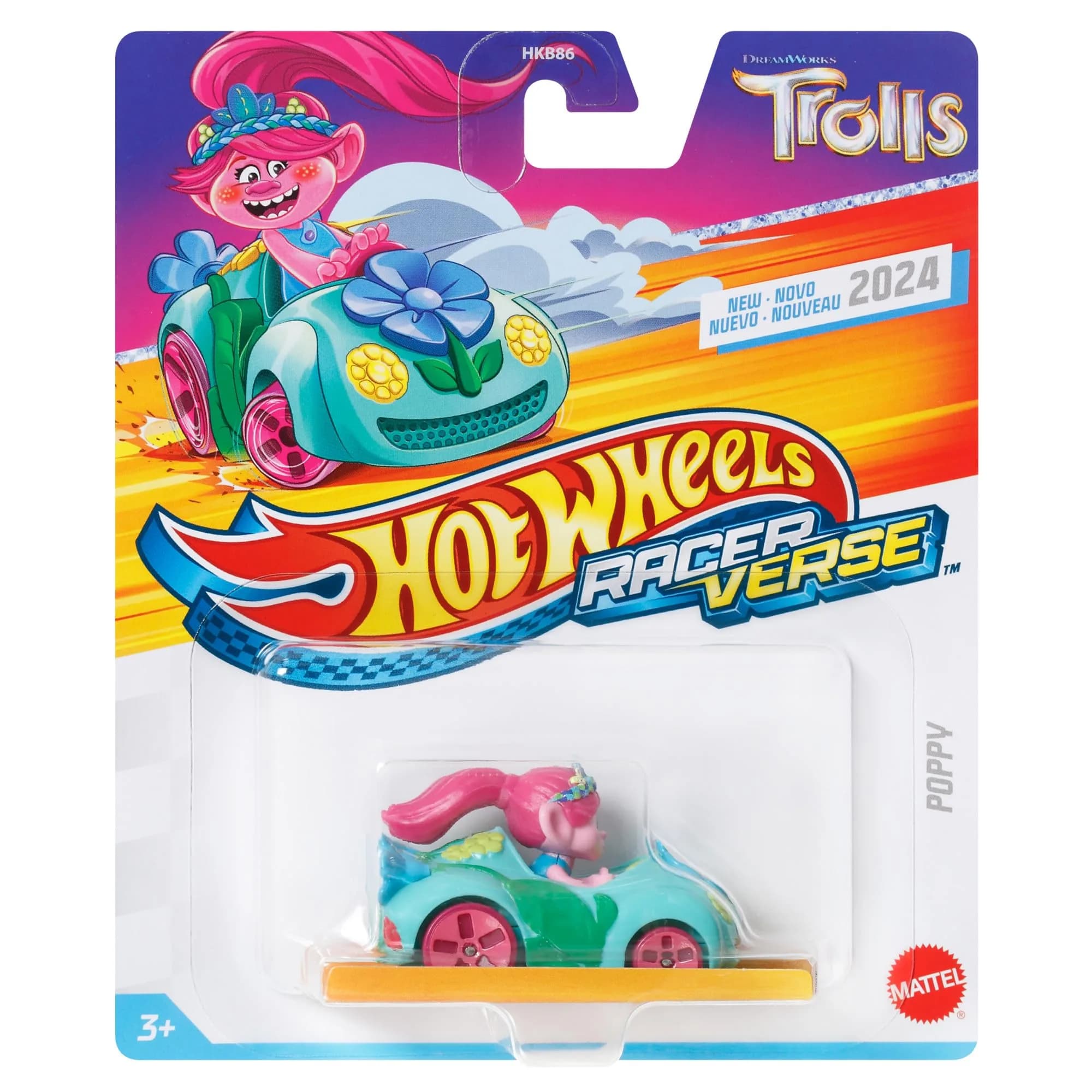Hot Wheels RacerVerse Trolls Poppy Die-Cast Toy Car 1:64 Scale | ASTM-Tested for Ages 3+ - view 5