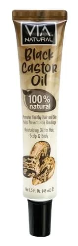 Via Natural Black Castor Oil 1.5 Fl Oz | Moisturizes Hair & Skin, Prevents Breakage, Unscented thumbnail 1