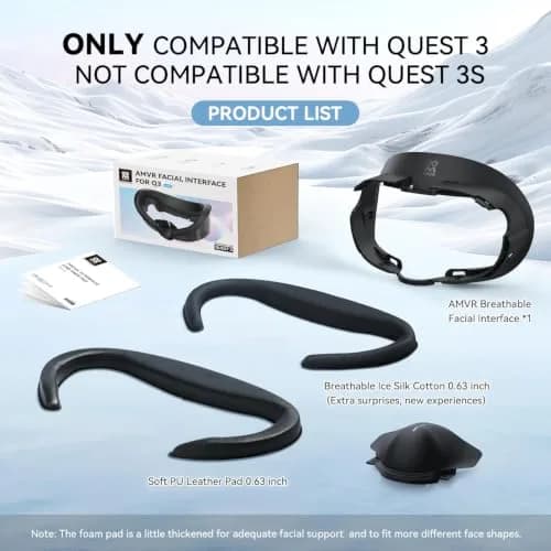 AMVR FC1 Facial Interface for Meta Quest 3 — PU Leather & Ice Silk Pad | 110° FOV Upgrade thumbnail 2