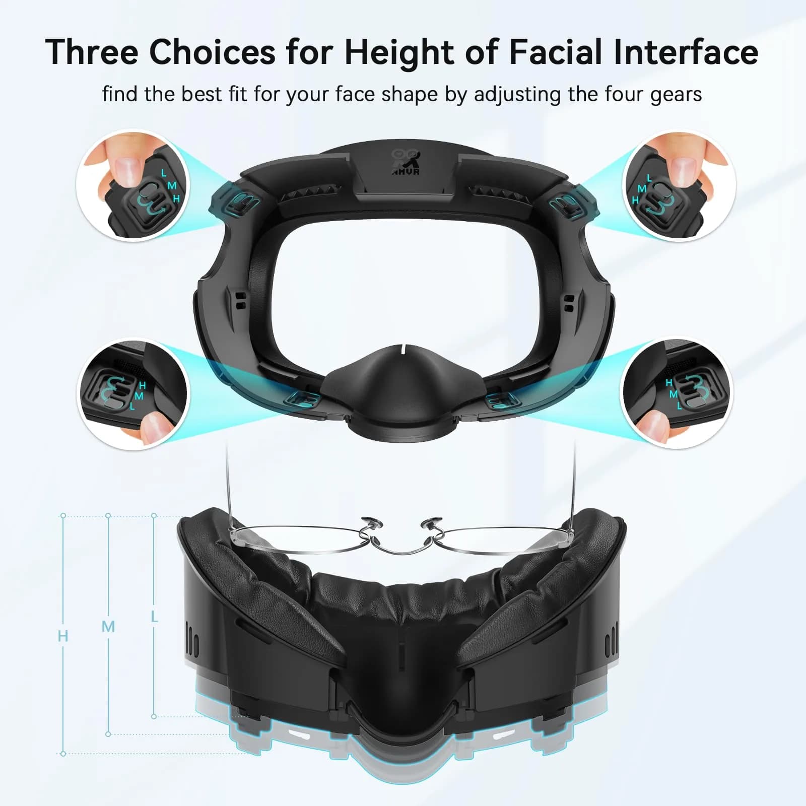 AMVR FC1 Facial Interface for Meta Quest 3 — PU Leather & Ice Silk Pad | 110° FOV Upgrade - view 3
