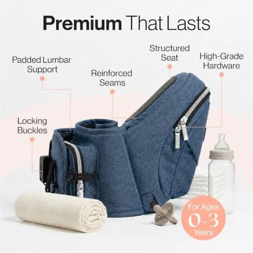 TushBaby The Original Hip Seat Carrier for Babies & Toddlers up to 45 lbs | Safety-Certified Ergonomic Design with Lumbar Support & Storage Pockets thumbnail 5