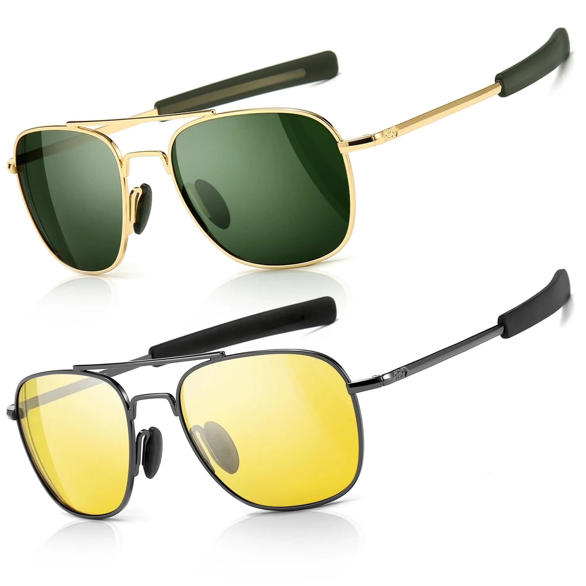 SUNGAIT Men's Military Style Polarized Pilot Aviator Sunglasses with Bayonet Temples | HD Polarized Lens - main product image