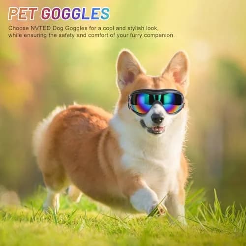 NVTED Dog Sunglasses Dog Goggles Medium Large Size Laser Pattern | UV Wind Dust Fog Protection Pet Glasses thumbnail 4