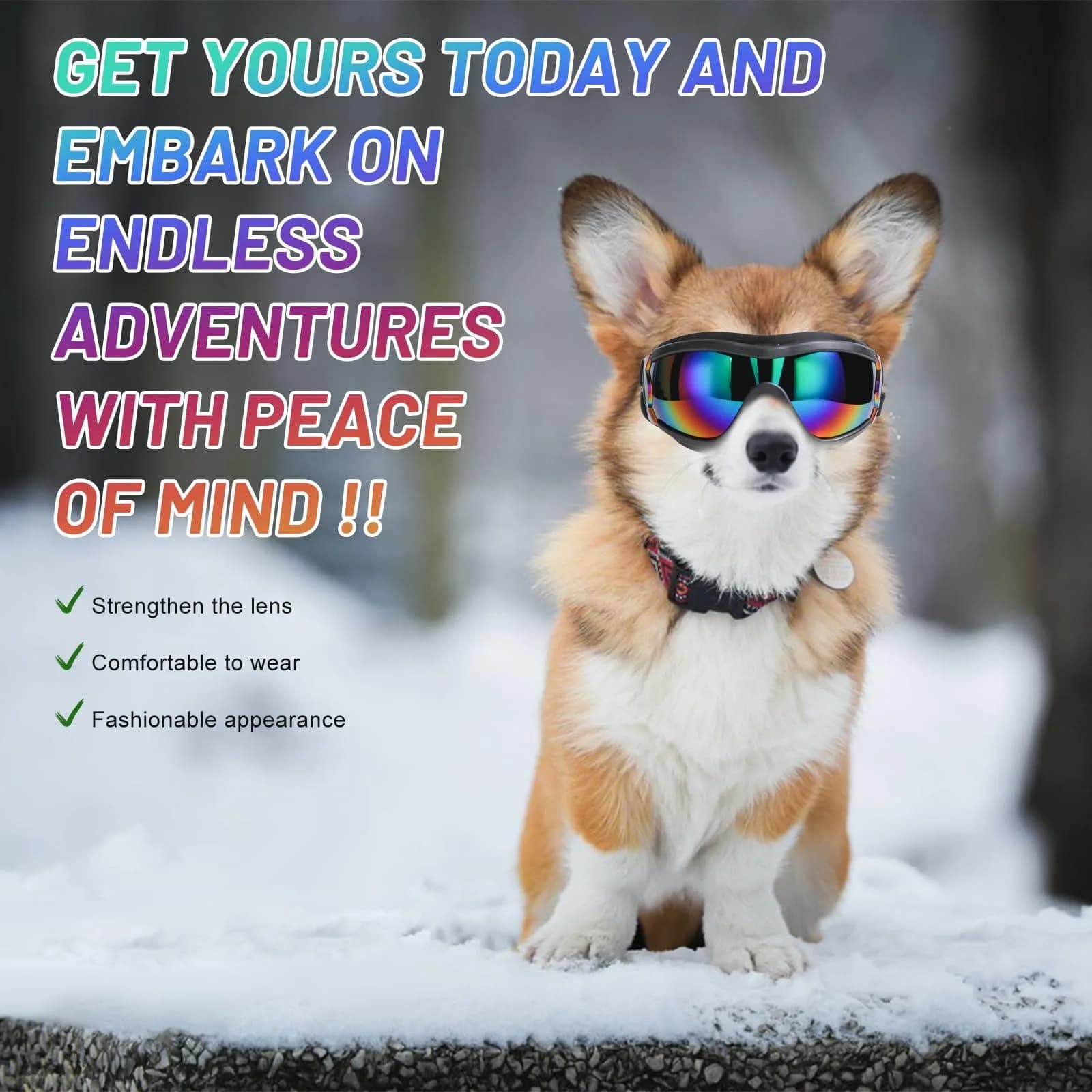 NVTED Dog Sunglasses Dog Goggles Medium Large Size Laser Pattern | UV Wind Dust Fog Protection Pet Glasses - view 5