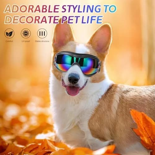 NVTED Dog Sunglasses Dog Goggles Medium Large Size Laser Pattern | UV Wind Dust Fog Protection Pet Glasses thumbnail 2
