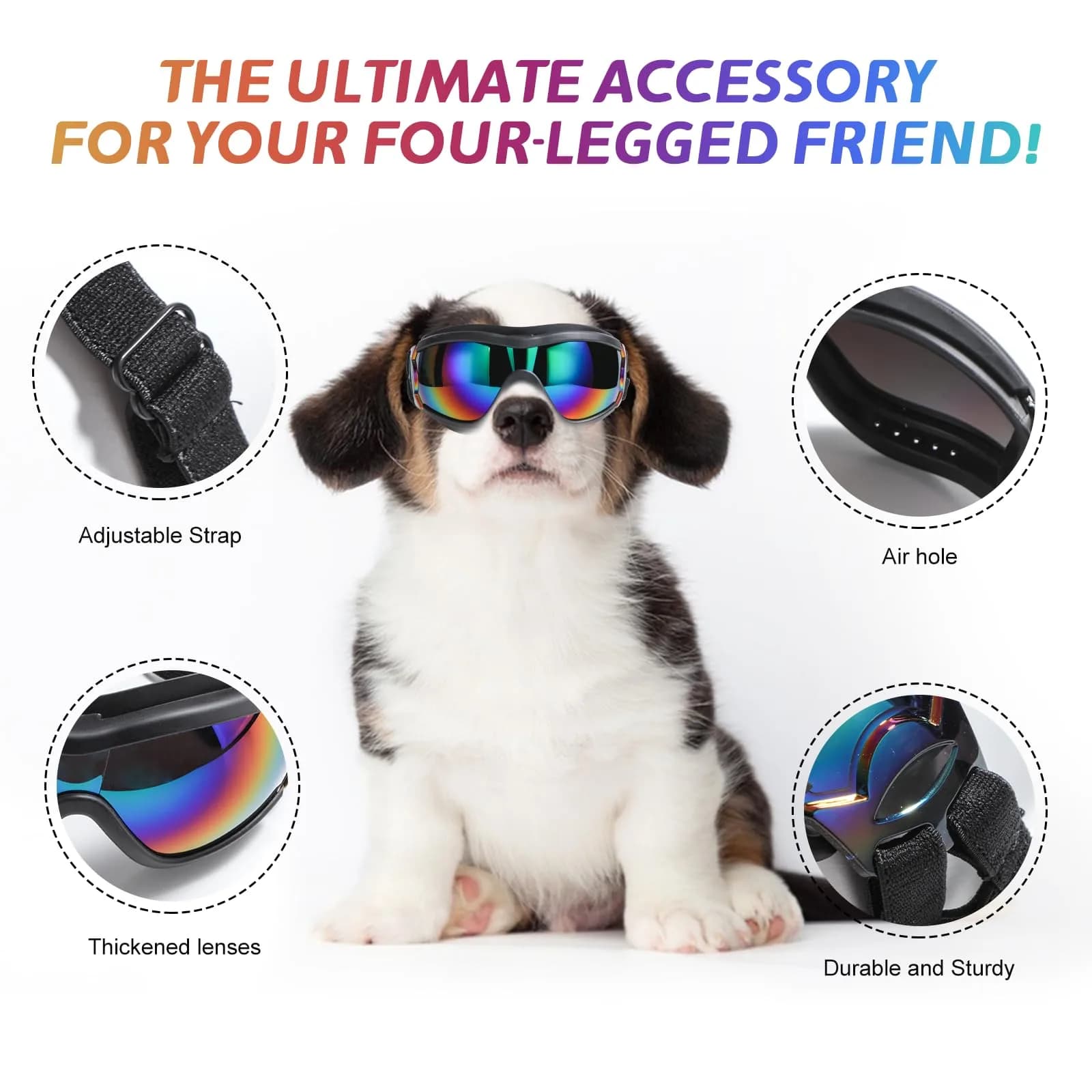 NVTED Dog Sunglasses Dog Goggles Medium Large Size Laser Pattern | UV Wind Dust Fog Protection Pet Glasses - view 3