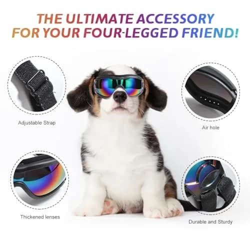 NVTED Dog Sunglasses Dog Goggles Medium Large Size Laser Pattern | UV Wind Dust Fog Protection Pet Glasses thumbnail 3