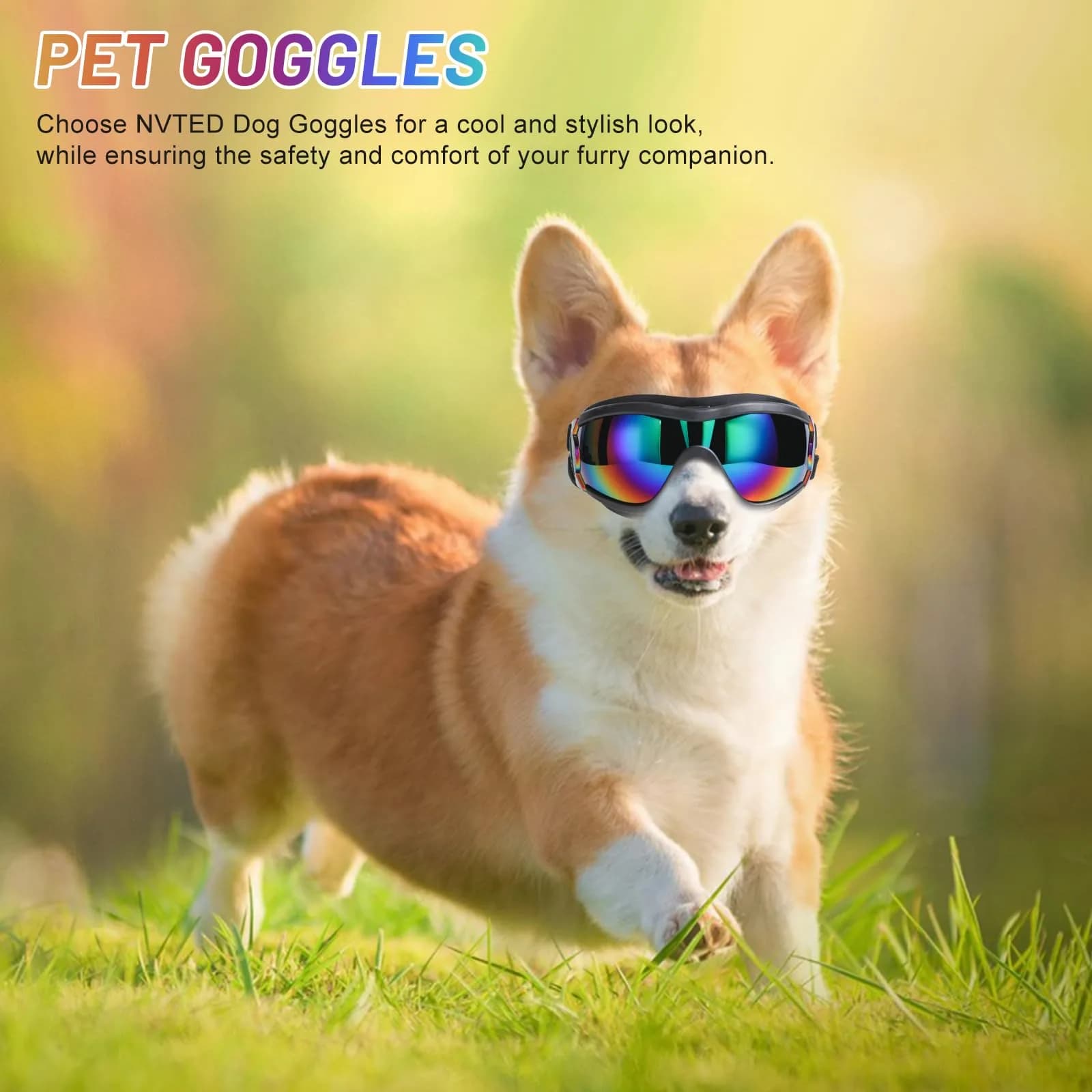 NVTED Dog Sunglasses Dog Goggles Medium Large Size Laser Pattern | UV Wind Dust Fog Protection Pet Glasses - view 4