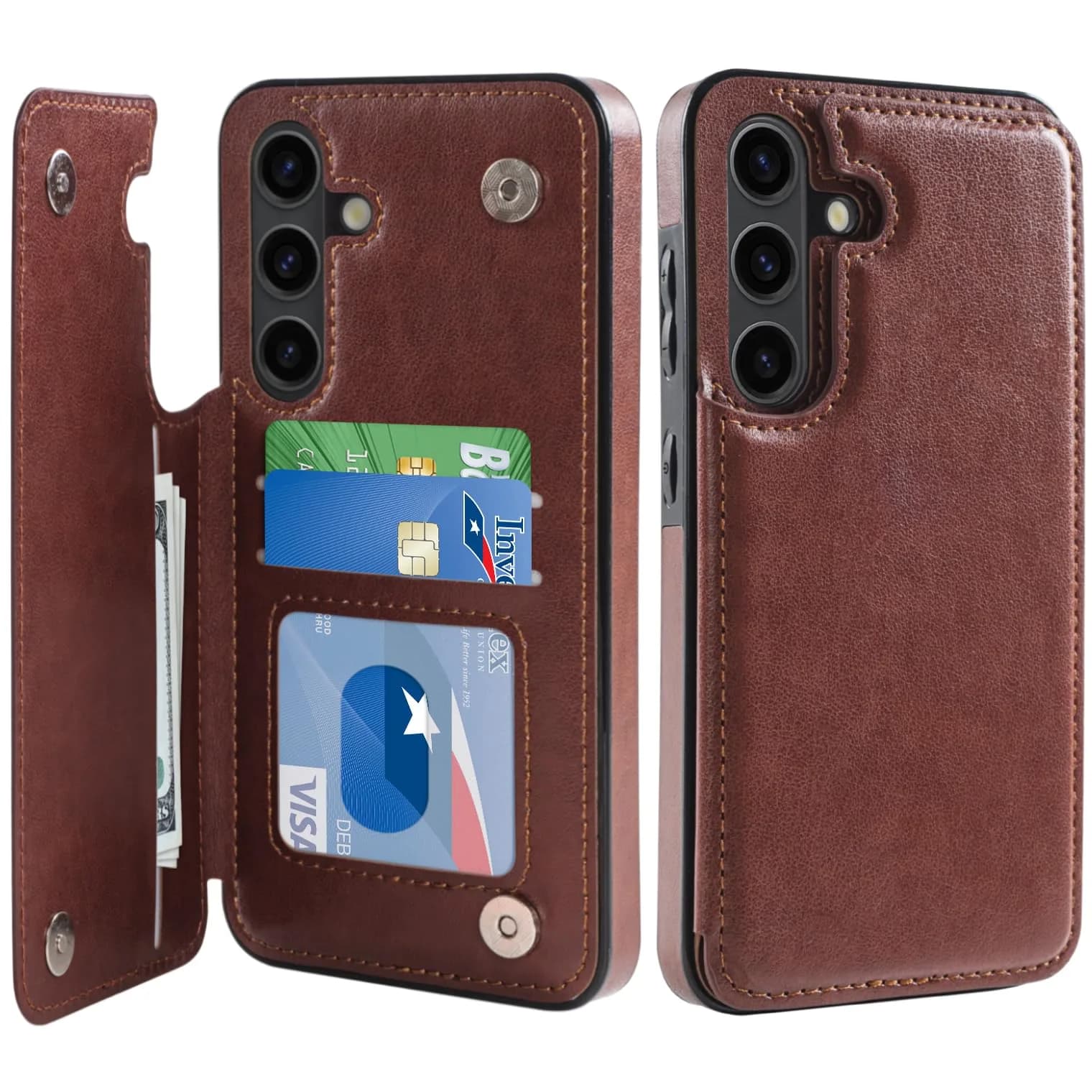 LETO Samsung Galaxy S24 Wallet Case, Flip Folio Leather Kickstand | Floral Design & Card Slots