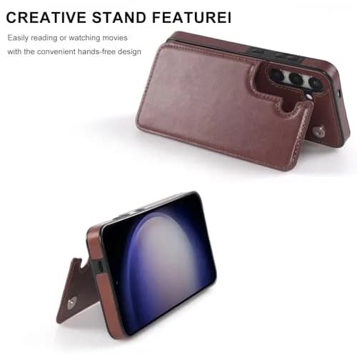 LETO Samsung Galaxy S24 Wallet Case, Flip Folio Leather Kickstand | Floral Design & Card Slots thumbnail 5