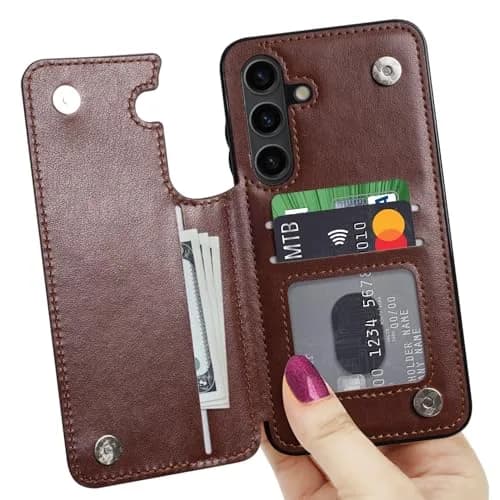 LETO Samsung Galaxy S24 Wallet Case, Flip Folio Leather Kickstand | Floral Design & Card Slots thumbnail 2