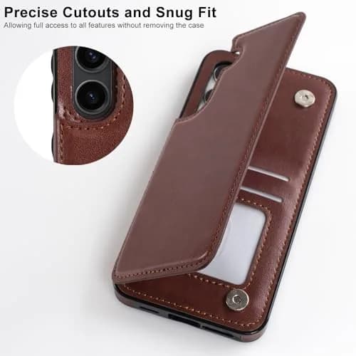 LETO Samsung Galaxy S24 Wallet Case, Flip Folio Leather Kickstand | Floral Design & Card Slots thumbnail 3
