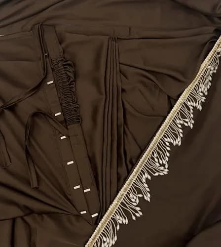 SHOPAZ Women's Ready to Wear Coffee Satin Silk Saree 5.5m | Unstitched Blouse, Ready Pleats, Comfortable Fit thumbnail 5