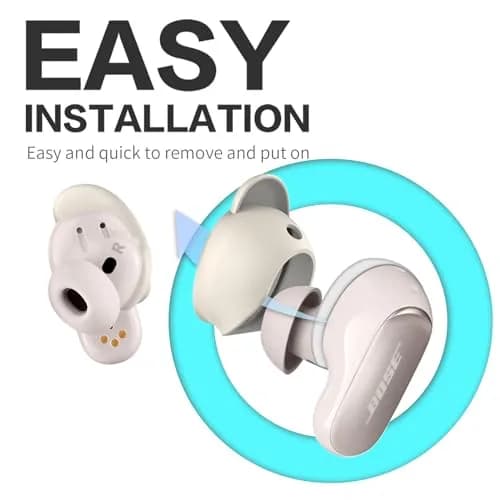 WOFRO White Headphone Earpad | Anti-Slip Silicone Ear Tips for Bose QC Earbuds II & Ultra (3 Pairs, S/M/L) thumbnail 5