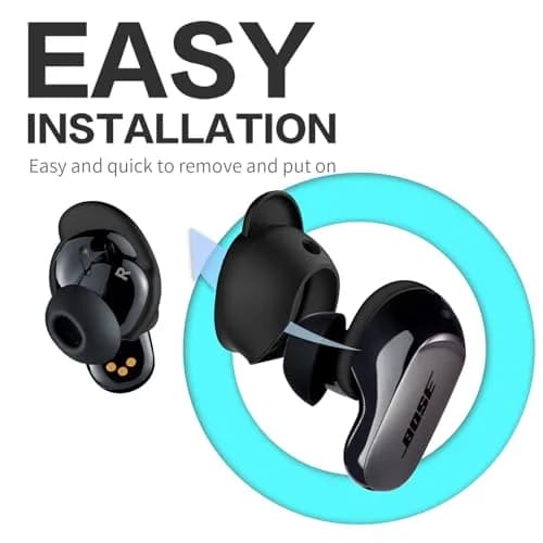 WOFRO Black Silicone Ear Tips Covers for Bose QuietComfort Earbuds II & Ultra | 3 Pairs (S/M/L) thumbnail 5