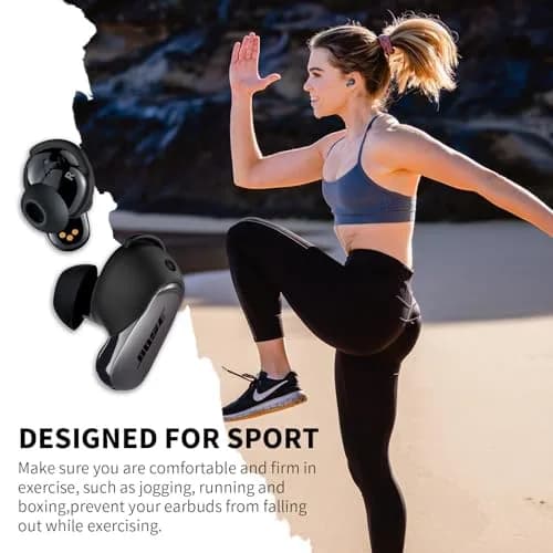 WOFRO Black Silicone Ear Tips Covers for Bose QuietComfort Earbuds II & Ultra | 3 Pairs (S/M/L) thumbnail 2