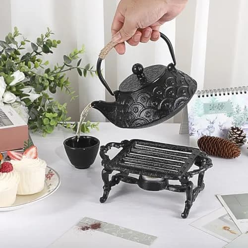 Sumnacon Cast Iron Tea Warmer with Tealight Candle Holder | Vintage Tea Pot Heater for Office & Party thumbnail 3