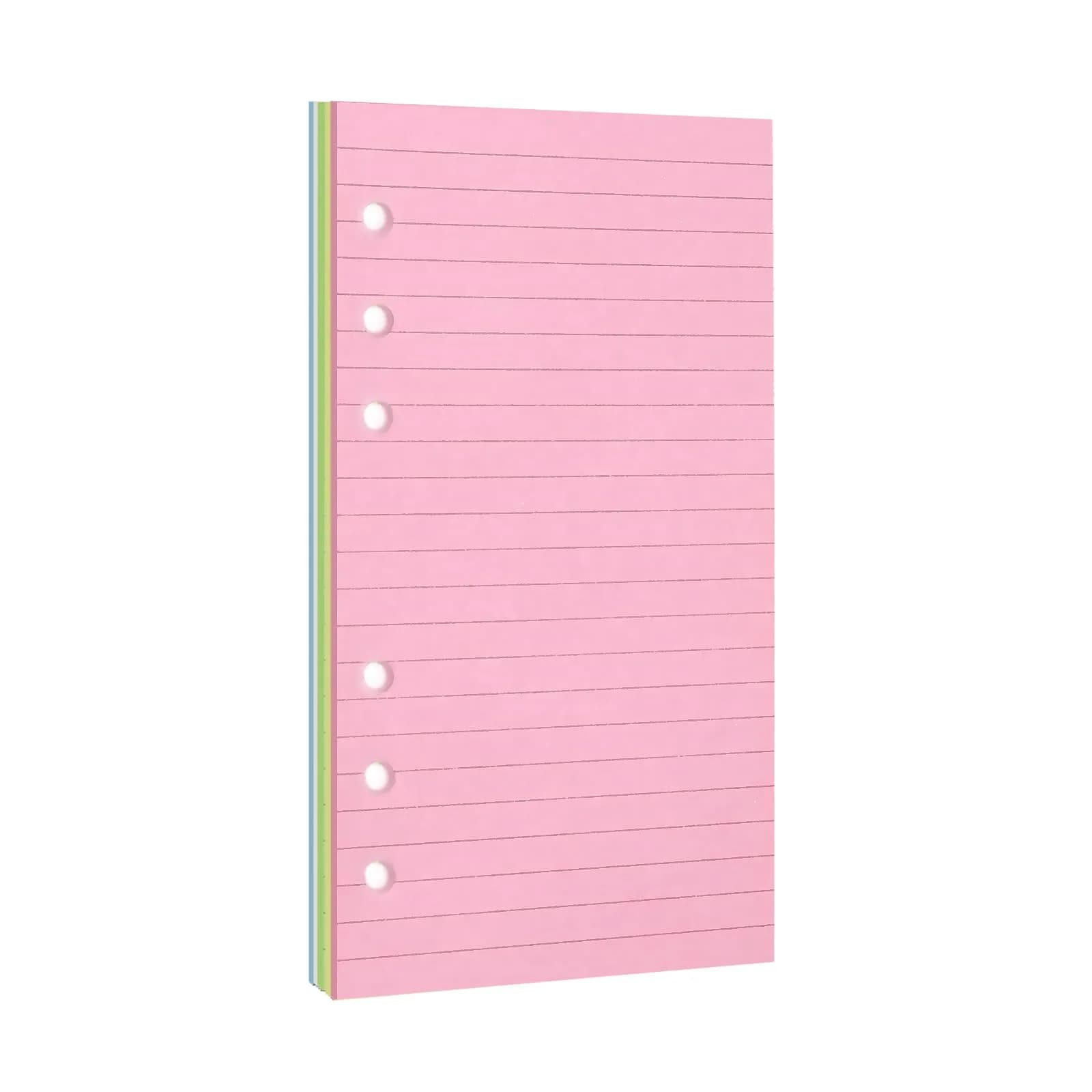 Mafegu Lined Refill Paper, Colorful Ruled Journal Fillers, A6 Planner Inserts | 50 Sheets, 120 GSM, 6-Hole Ring Fit