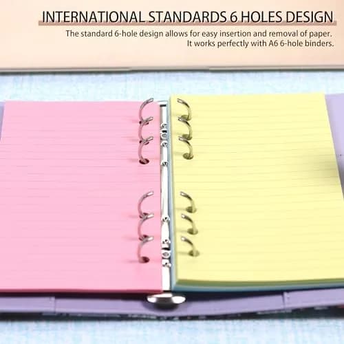 Mafegu Lined Refill Paper, Colorful Ruled Journal Fillers, A6 Planner Inserts | 50 Sheets, 120 GSM, 6-Hole Ring Fit thumbnail 6
