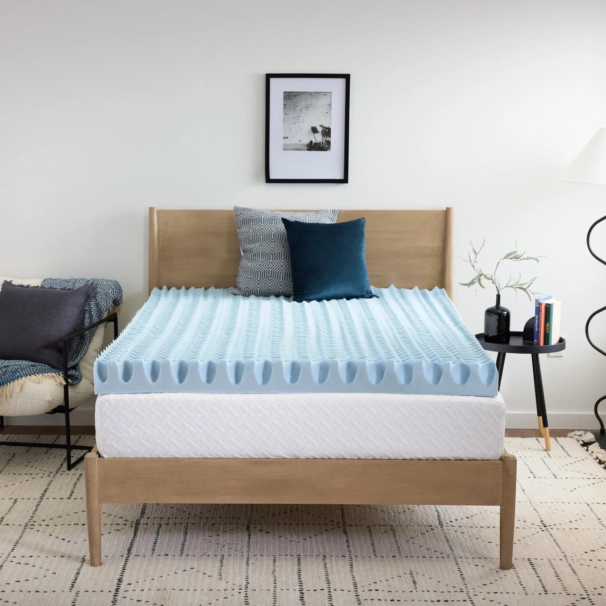 Vibe 4-Inch Convoluted Gel Memory Foam Mattress Topper Twin | Cooling Pressure Relief Certi-PUR