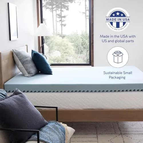 Vibe 4-Inch Convoluted Gel Memory Foam Mattress Topper Twin | Cooling Pressure Relief Certi-PUR thumbnail 7