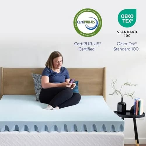 Vibe 4-Inch Convoluted Gel Memory Foam Mattress Topper Twin | Cooling Pressure Relief Certi-PUR thumbnail 8