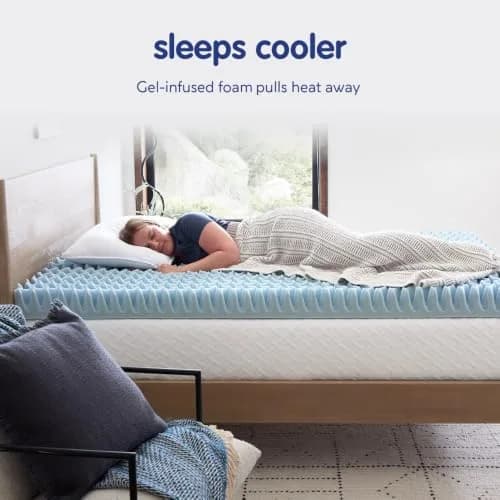 Vibe 4-Inch Convoluted Gel Memory Foam Mattress Topper Twin | Cooling Pressure Relief Certi-PUR thumbnail 3