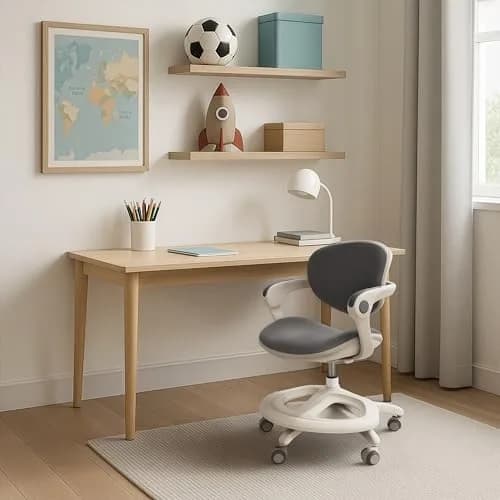 2xhome Kids Desk Chair with Rotating Footrest | Adjustable Seat & Lumbar Support, Pink thumbnail 9
