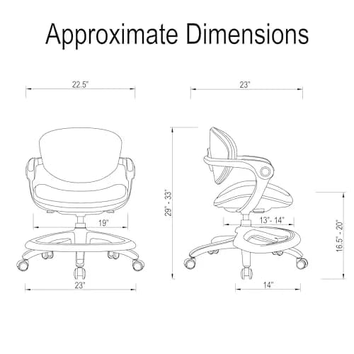 2xhome Kids Desk Chair with Rotating Footrest | Adjustable Seat & Lumbar Support, Pink thumbnail 2