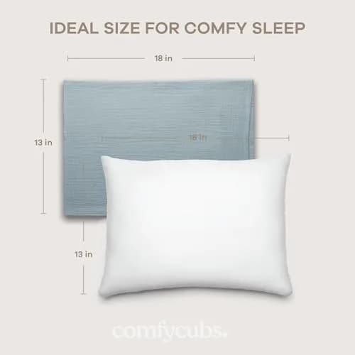 Comfy Cubs Toddler Pillow with Muslin Pillowcase 33cm x 46cm (13"x18") | Soft Microfiber Fill for Sleeping & Travel thumbnail 6