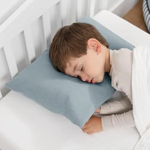 Comfy Cubs Toddler Pillow with Muslin Pillowcase 33cm x 46cm (13"x18") | Soft Microfiber Fill for Sleeping & Travel thumbnail 2