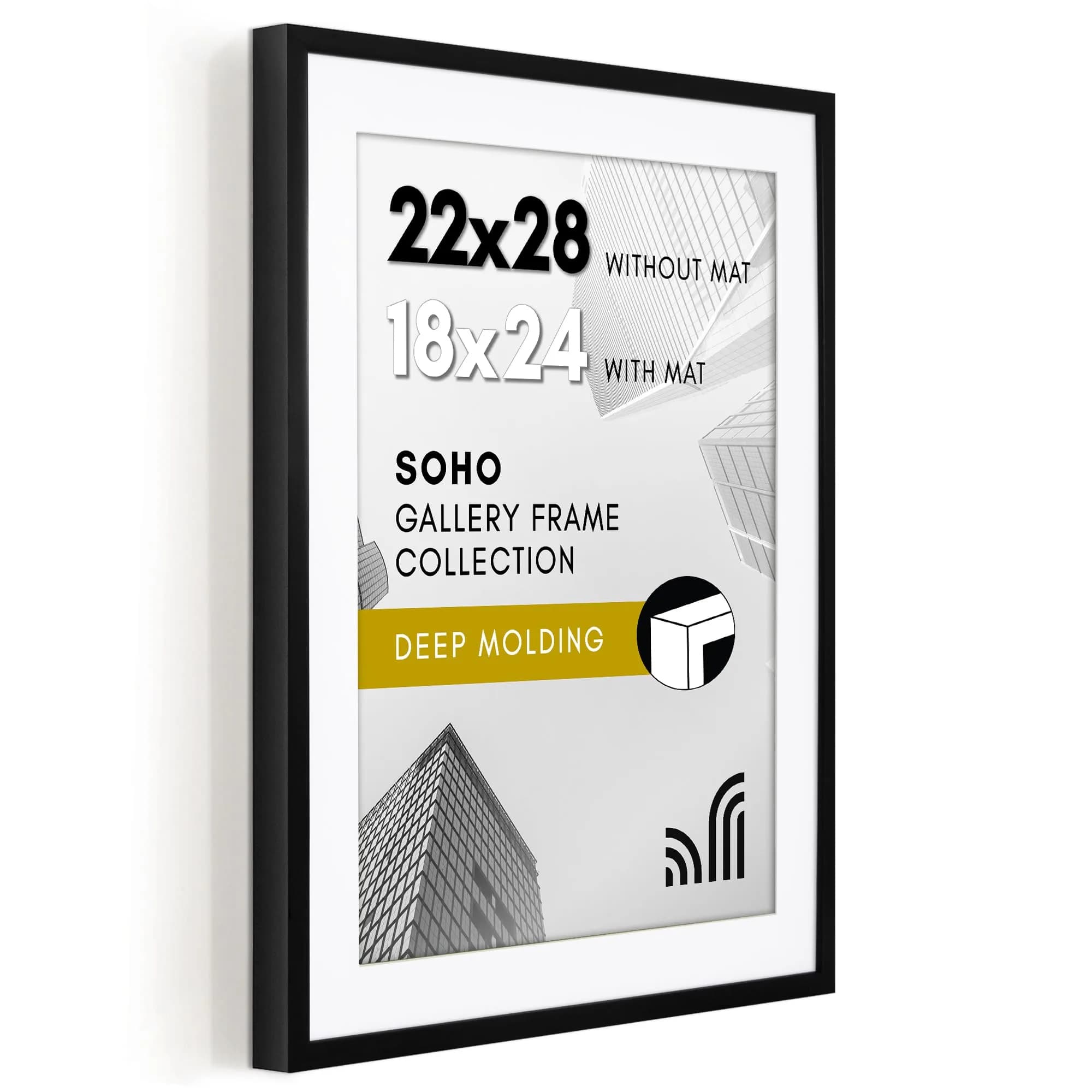 Americanflat 22x28 Deep Poster Frame - Matted to 18x24 - Black | Gallery-Style Wall Decor