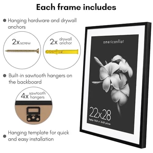 Americanflat 22x28 Deep Poster Frame - Matted to 18x24 - Black | Gallery-Style Wall Decor thumbnail 4