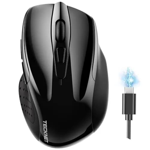 TECKNET Wireless Mouse, BT 5.0/2.4G, Rechargeable 6-DPI Silent, Black | Ergonomic for Small-Medium Hands thumbnail 1