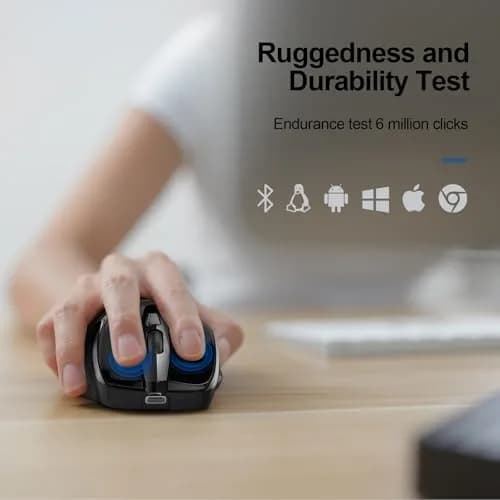 TECKNET Wireless Mouse, BT 5.0/2.4G, Rechargeable 6-DPI Silent, Black | Ergonomic for Small-Medium Hands thumbnail 7