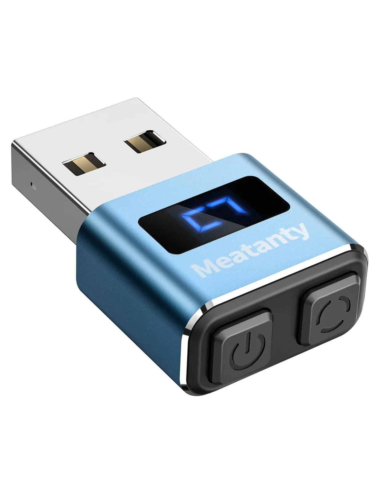 meantanty Metal Tiny Mouse Jiggler Blue | Undetectable USB Mover with 3 Modes & LED Screen