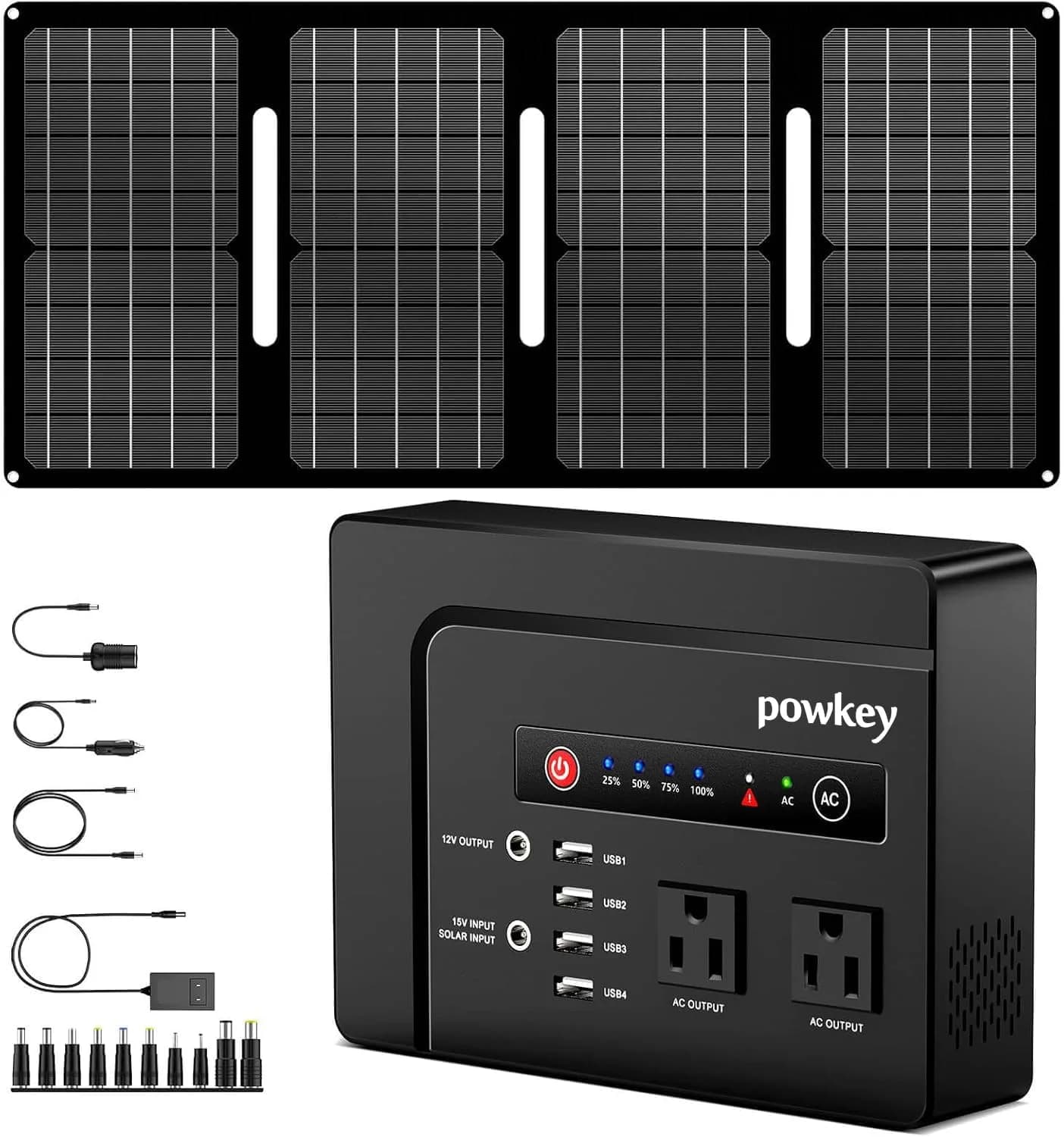 powkey 200W Portable Power Bank with Solar Panel 40W | 146Wh Emergency Power Station