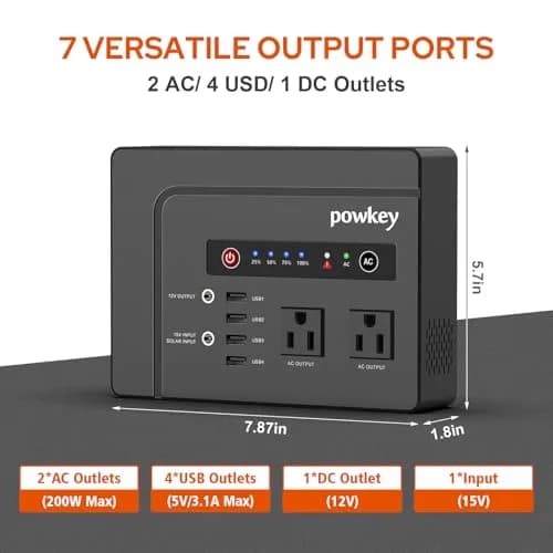 powkey 200W Portable Power Bank with Solar Panel 40W | 146Wh Emergency Power Station thumbnail 3