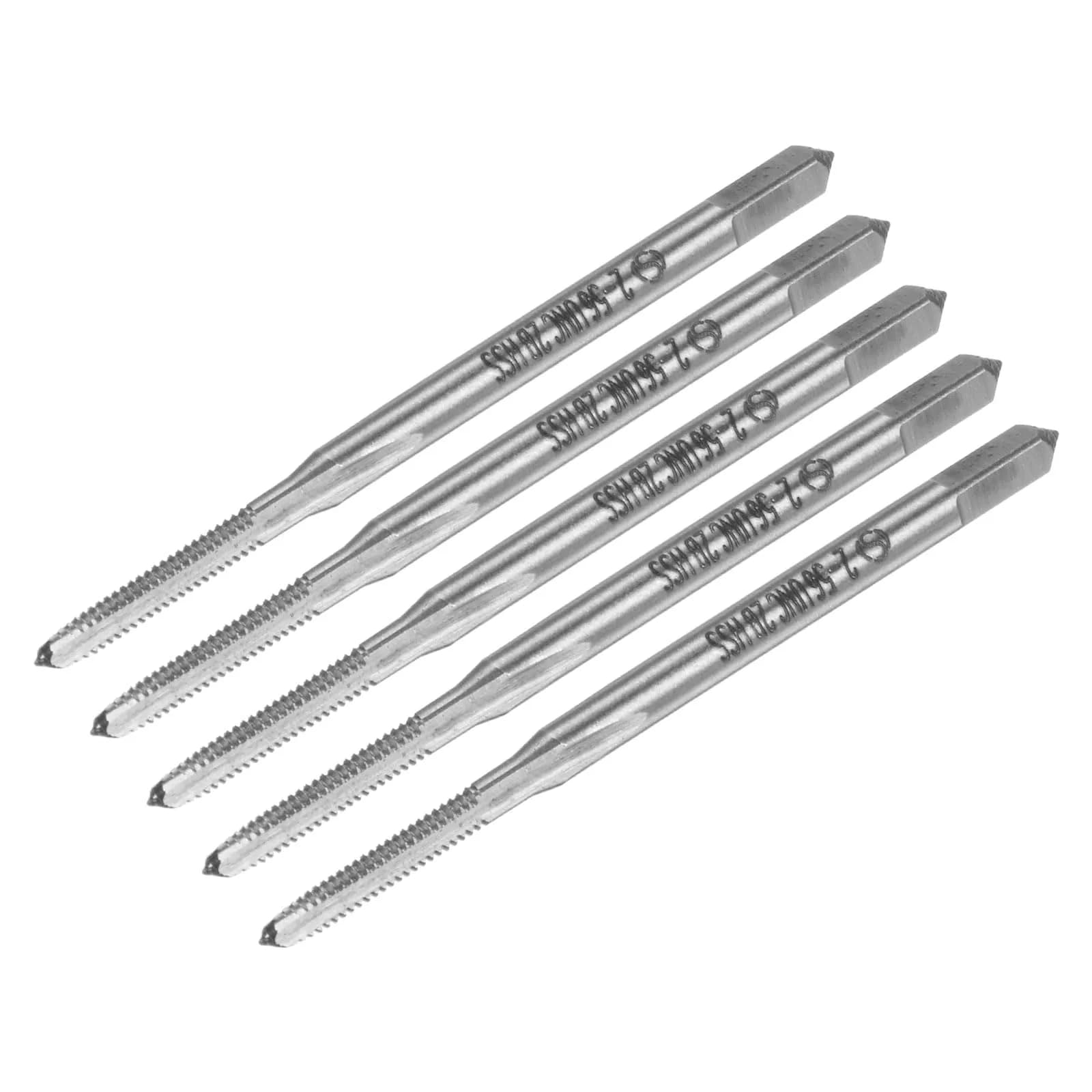 uxcell Machine Tap #4-40 UNC 2B Class 3 Flutes High Speed Steel Screw Threading Tap Tapping Tool (5 Pcs, 51mm Length) — Silver