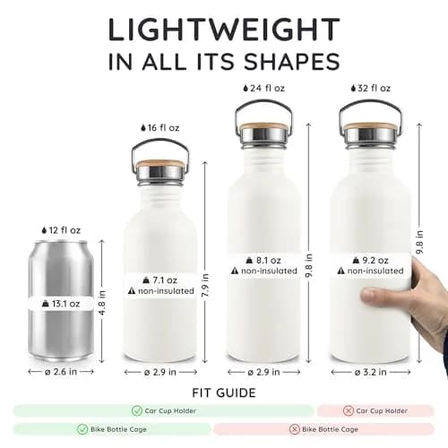 Bambaw Metal Water Bottle 1L | Reusable Stainless Steel Sports Bottle, Polar White, Leakproof & Eco-Friendly (70-120 chars) thumbnail 5