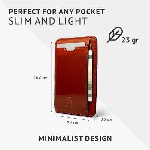 Vaultskin Brixton Slim Leather Card Wallet with ID Window, RFID (Chestnut) thumbnail 4