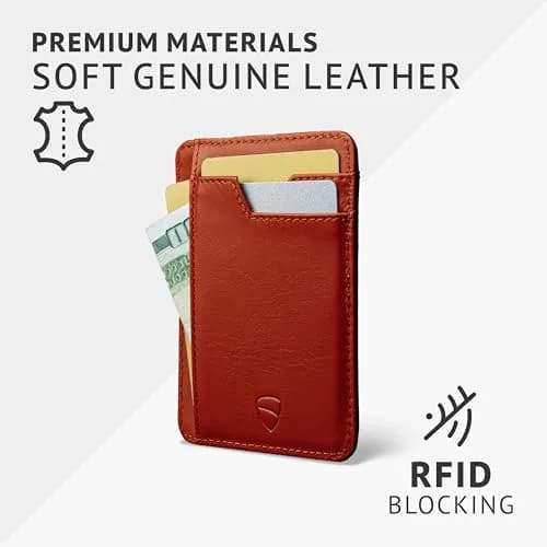 Vaultskin Brixton Slim Leather Card Wallet with ID Window, RFID (Chestnut) thumbnail 3