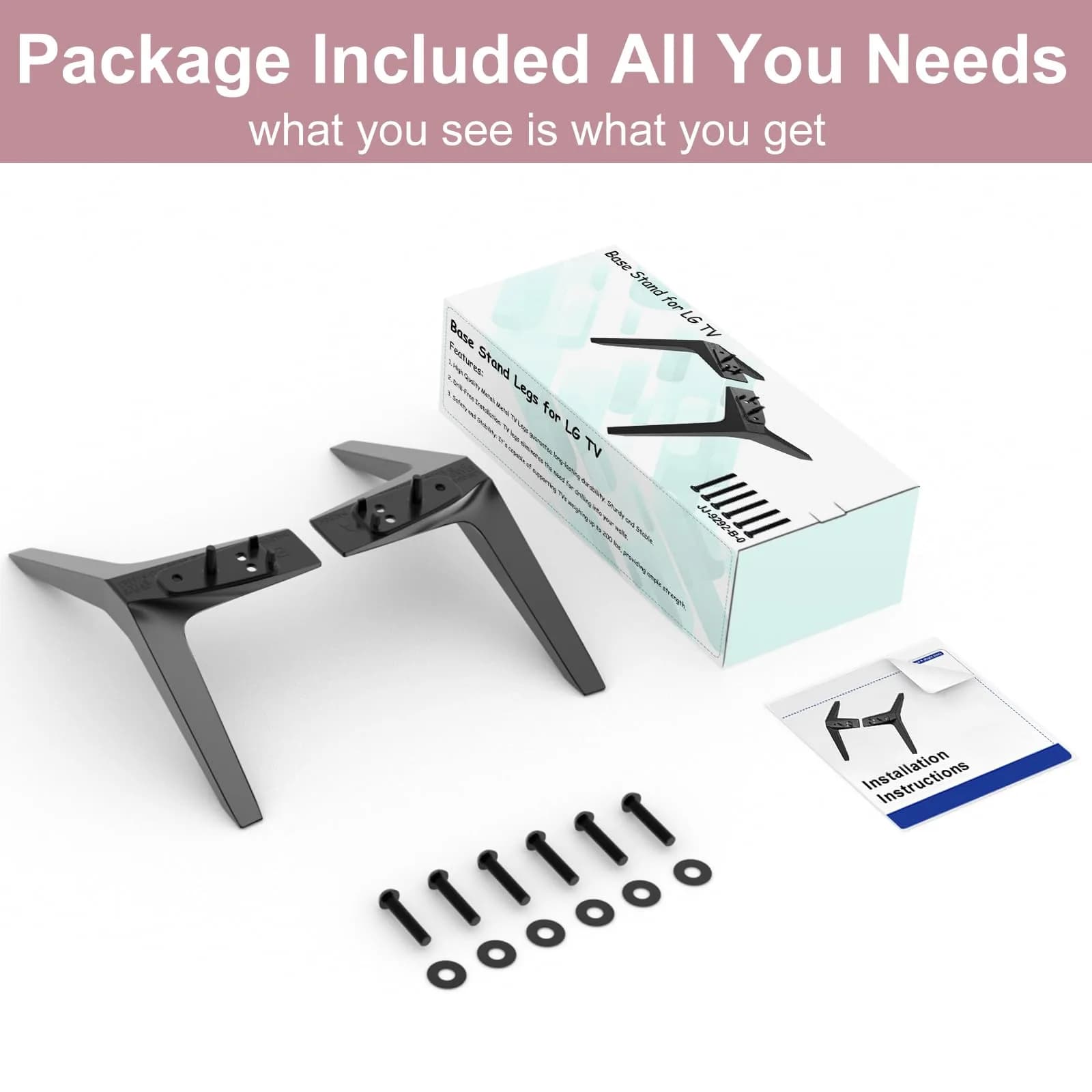 Maozhren Metal TV Stand Legs Replacement for LG 70" 75" TVs | Supports up to 200 lbs - view 8