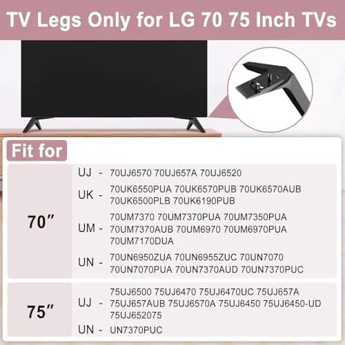 Maozhren Metal TV Stand Legs Replacement for LG 70" 75" TVs | Supports up to 200 lbs thumbnail 3