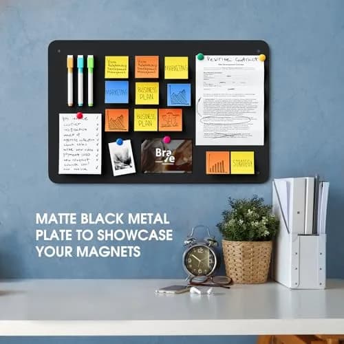 MaxGear Magnetic Board for Wall 17.5" x 11.4" Black Metal Magnet Board | Versatile Magnetic Display thumbnail 5