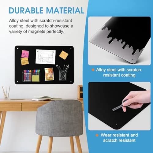 MaxGear Magnetic Board for Wall 17.5" x 11.4" Black Metal Magnet Board | Versatile Magnetic Display thumbnail 2