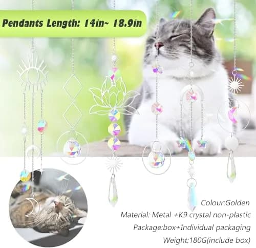 ilclviz Suncatcher Crystal Hanging Sun Catcher Prism 6 pcs | Elegant Rainbow Decor for Windows & Garden thumbnail 4