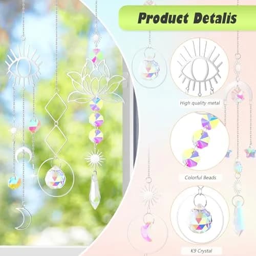 ilclviz Suncatcher Crystal Hanging Sun Catcher Prism 6 pcs | Elegant Rainbow Decor for Windows & Garden thumbnail 5